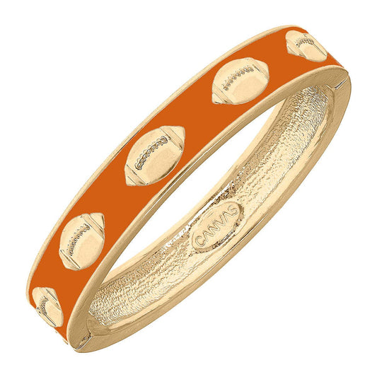 Game Day Enamel Football Hinge Bangle in Burnt Orange