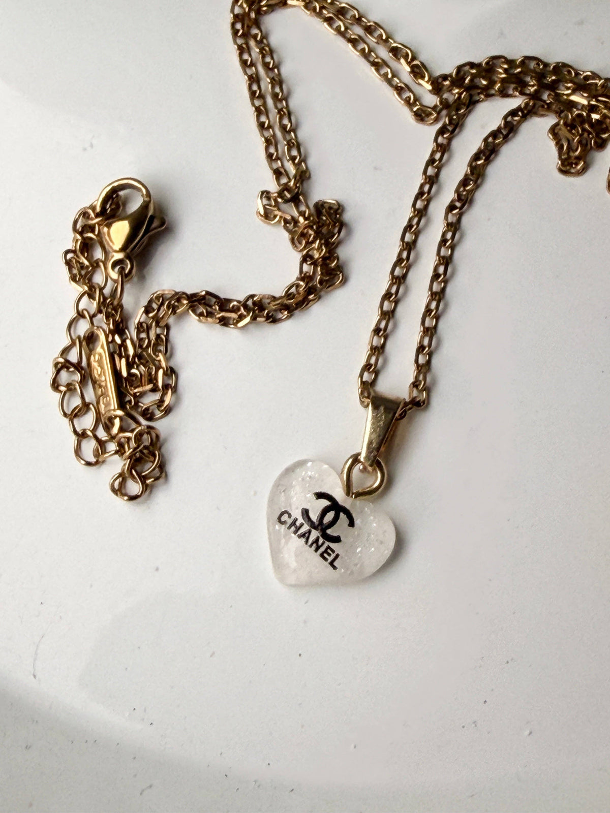 Upcycled Designer Tiny Heart Pendant Necklace