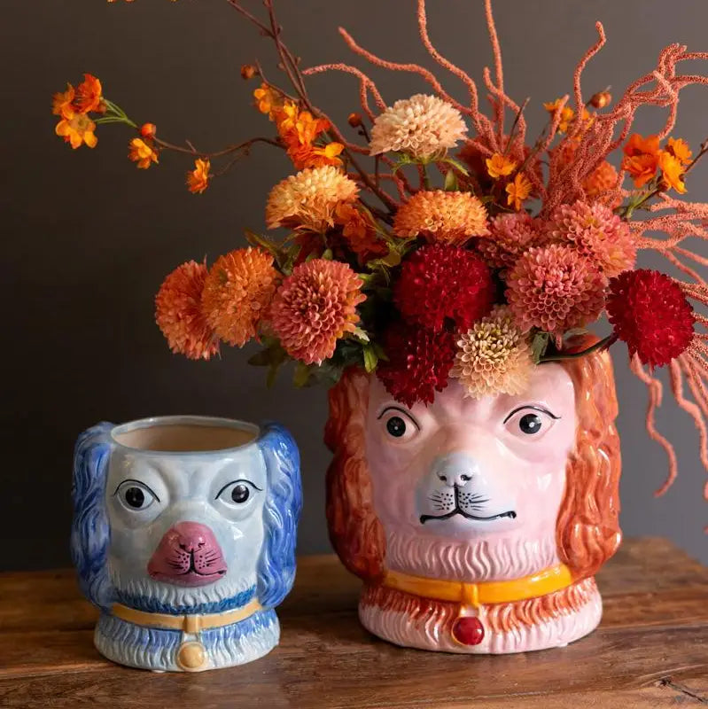 Ceramic Dog Vases - Vintage Inspired