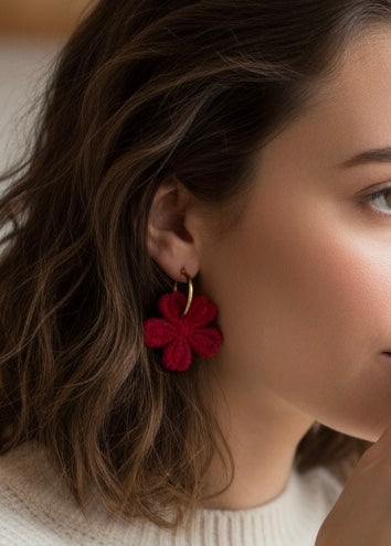 Red Lace Flower earrings