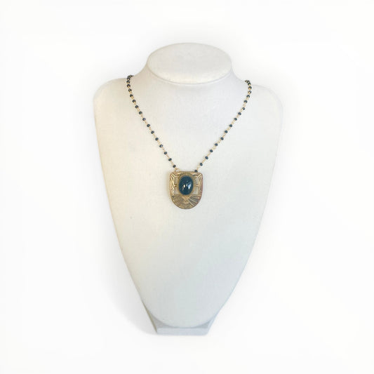 Vintage Brass and black art deco necklace
