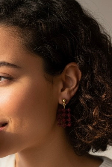 Burgundy Geo Lace Earrings