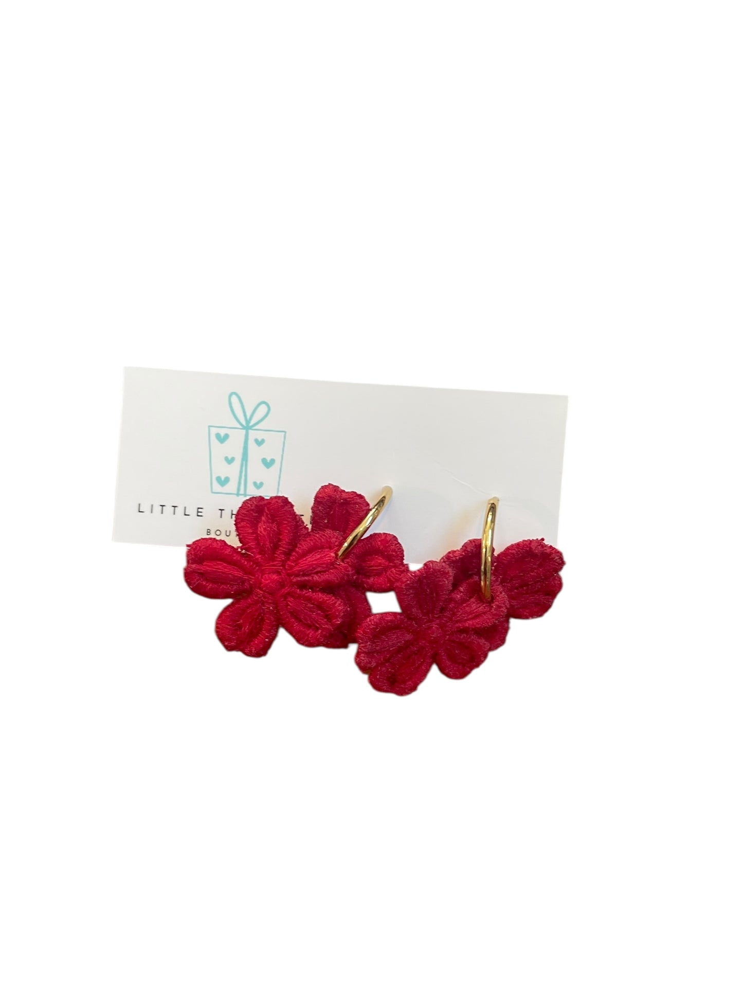 Red Lace Flower earrings