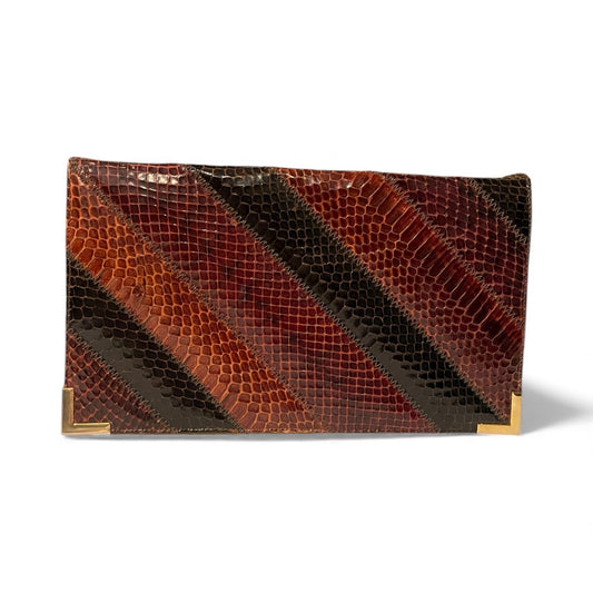 Vintage Snakeskin Patchwork Clutch