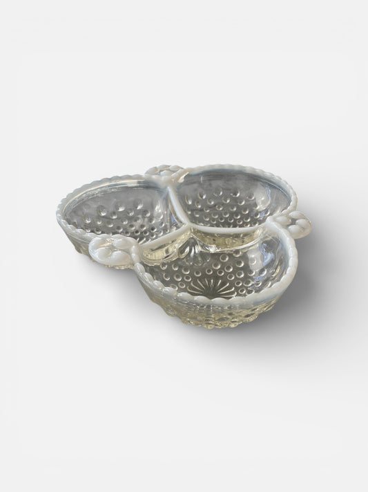 Vintage Fenton Opalescent Glass 3 Bowl Candy Dish