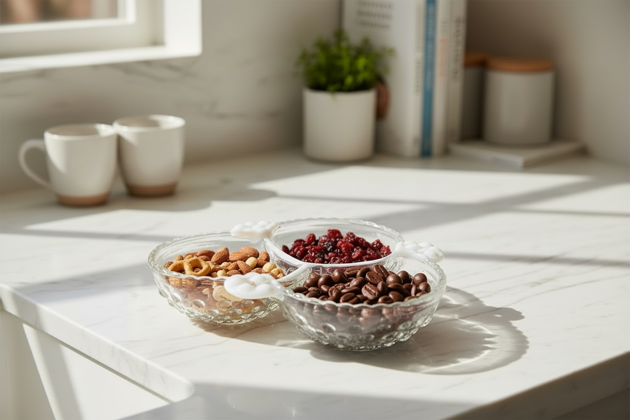 Vintage Fenton Opalescent Glass 3 Bowl Candy Dish