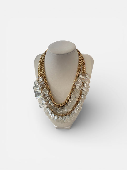 Gold Chain and Clear Crystal Stone Necklace