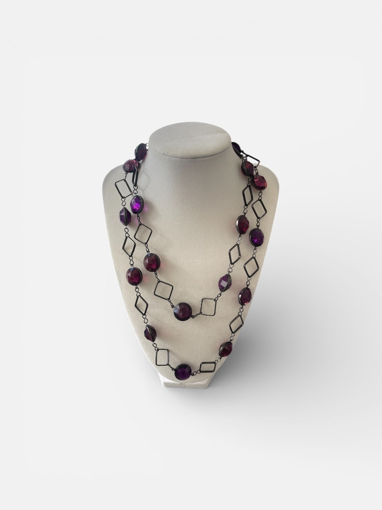 Modern Purple and Gun Metal Necklace