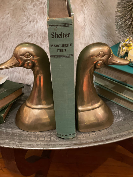 Vintage Pair of Brass Duck Bookends