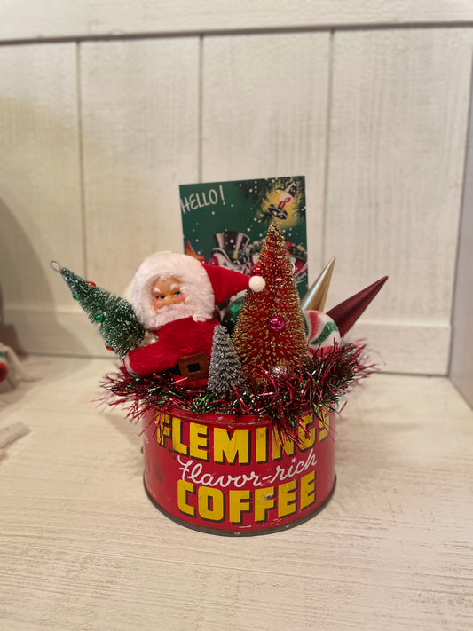 Vintage Santa Flemings Coffee Can Decoration