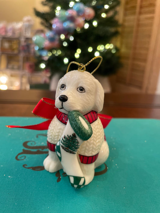 Vintage Spode Christmas Puppy Ornament