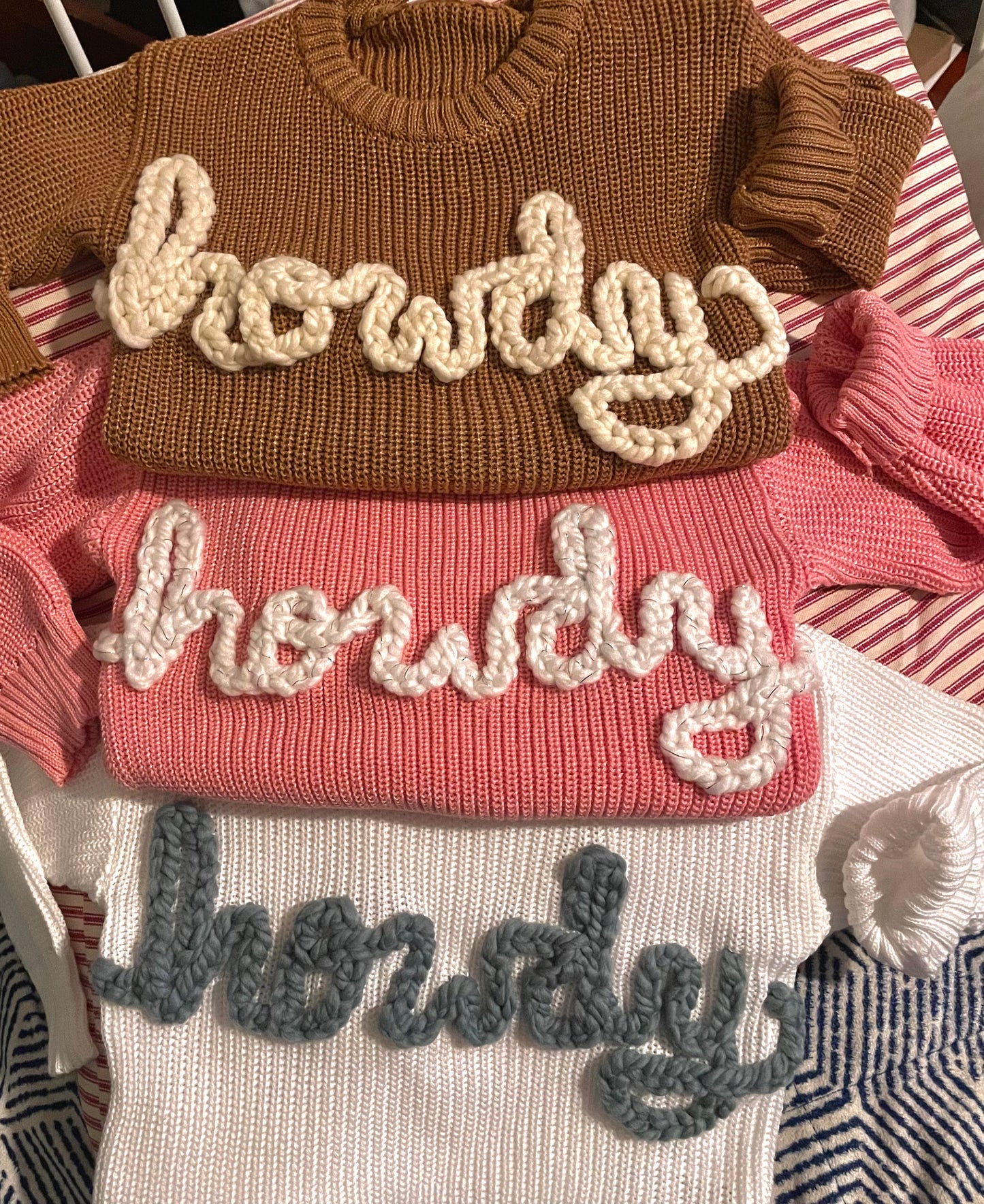 Custom Handmade Howdy Embroidered Sweater