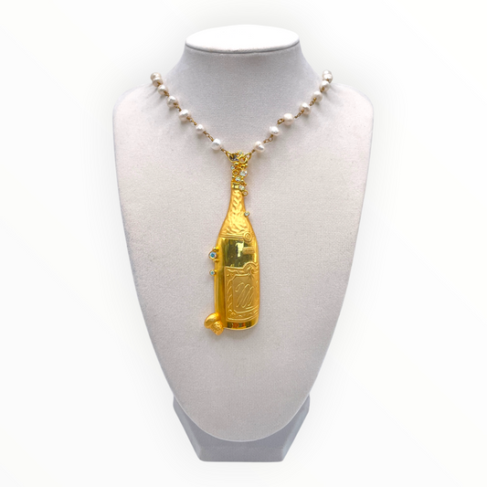 Vintage Champagne Bottle Necklace