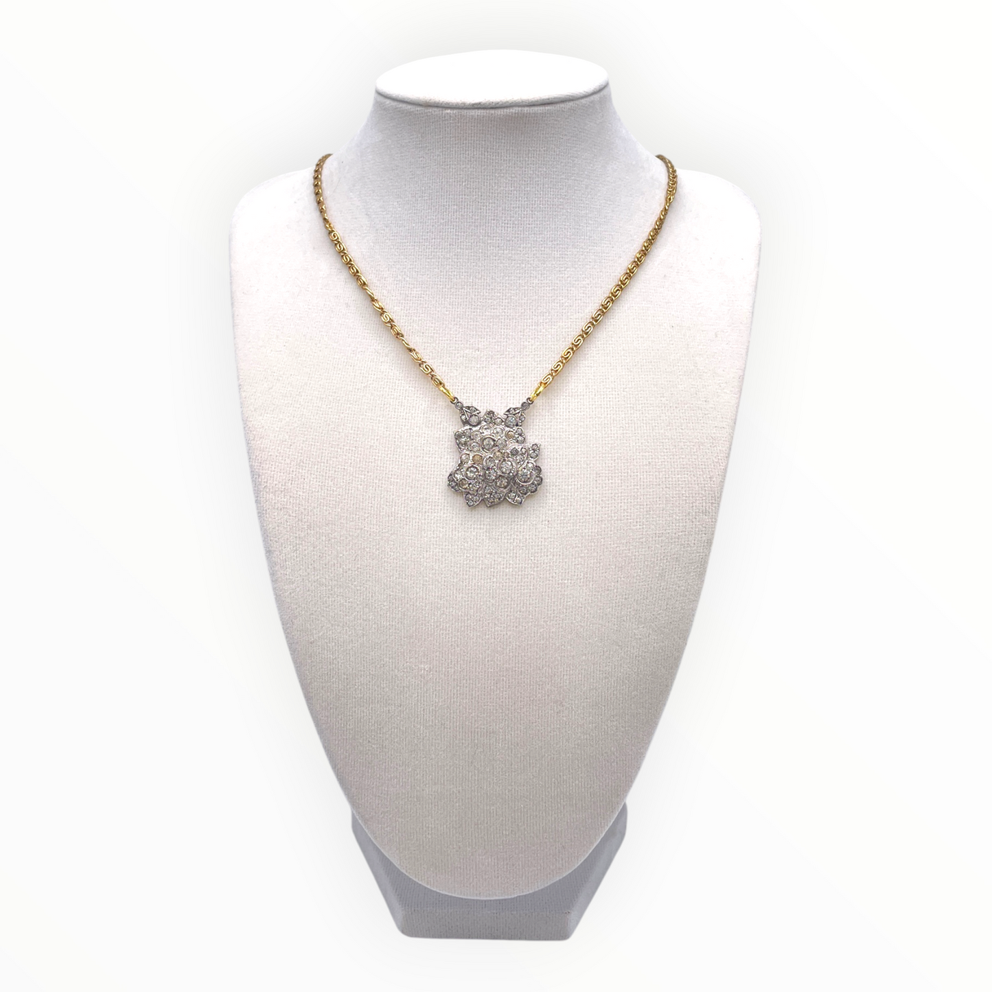 Vintage Crystal and gold chain necklace
