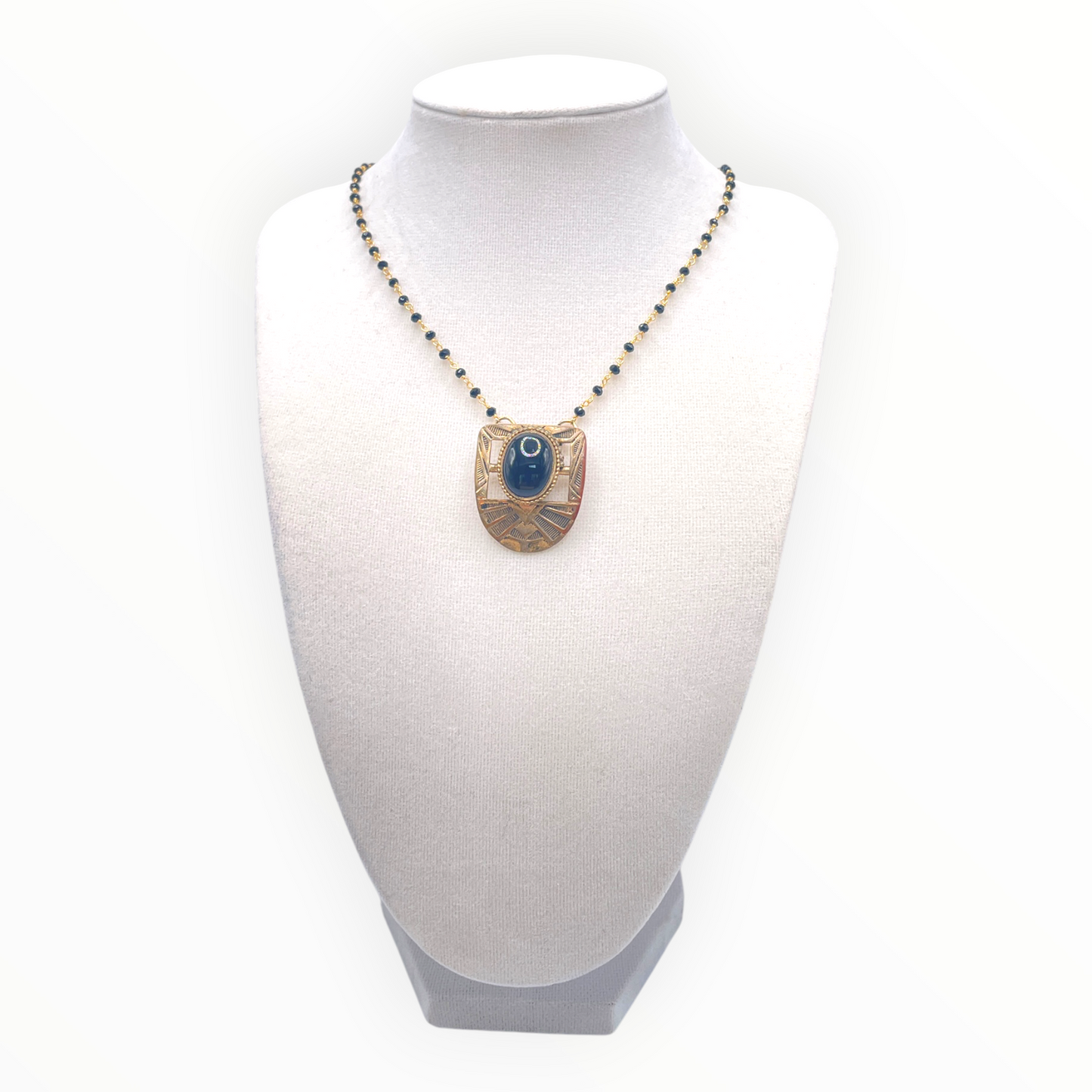 Vintage Brass and black art deco necklace