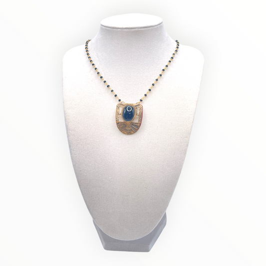 Vintage Brass and black art deco necklace