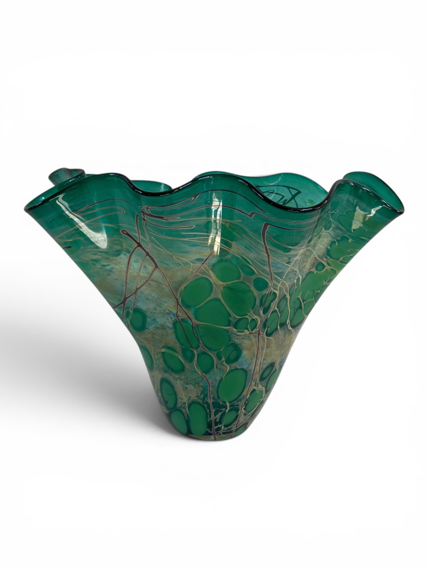 Signed Handblown Original Vintage Paul Bendzunas Glass Handkerchief Vase