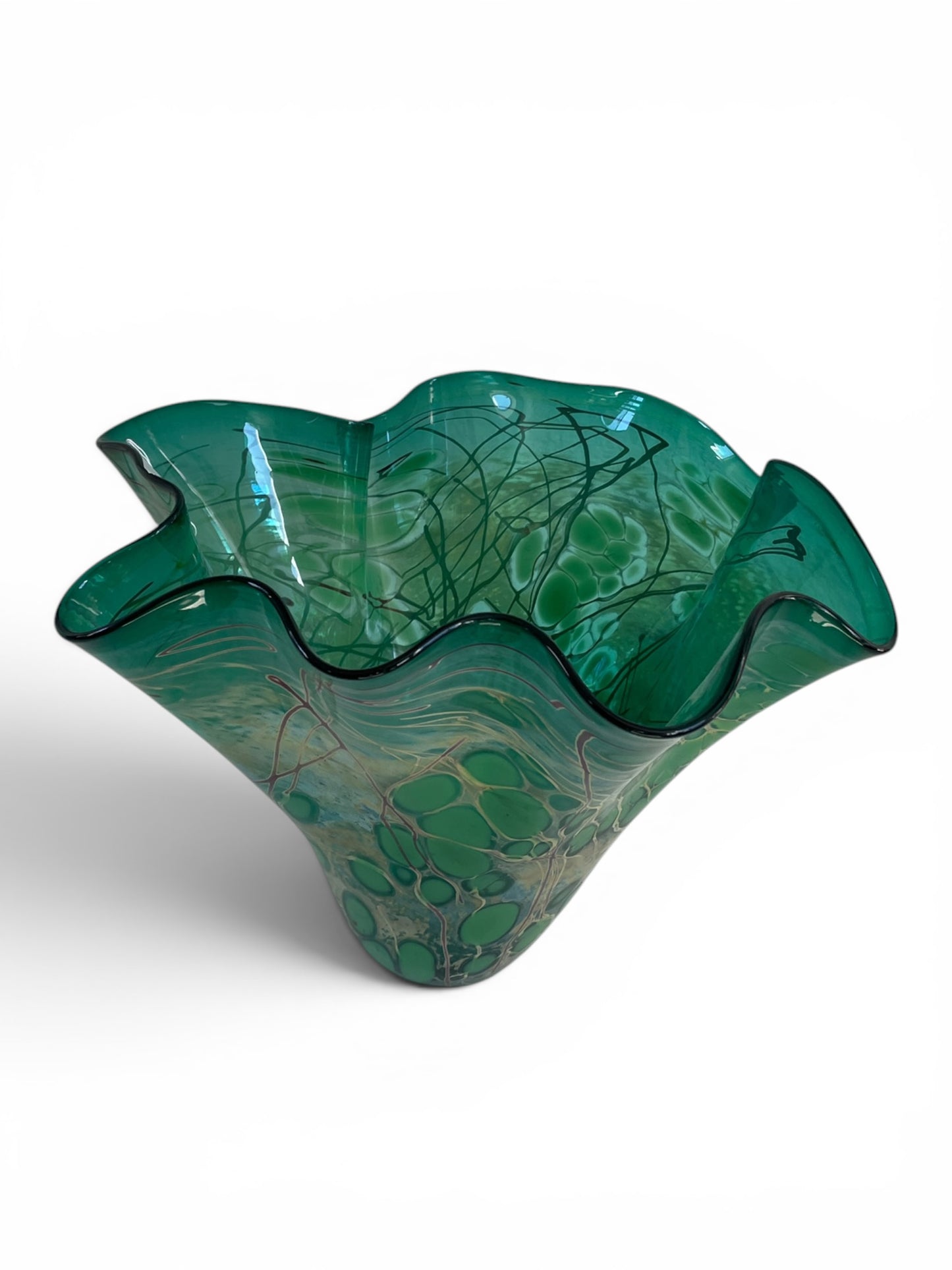 Signed Handblown Original Vintage Paul Bendzunas Glass Handkerchief Vase