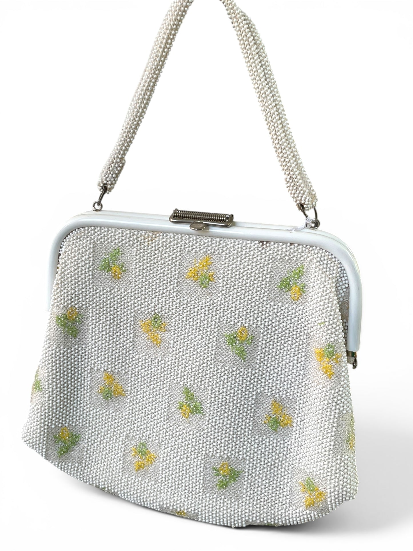 Vintage 1950's Yellow Floral Beaded Purse