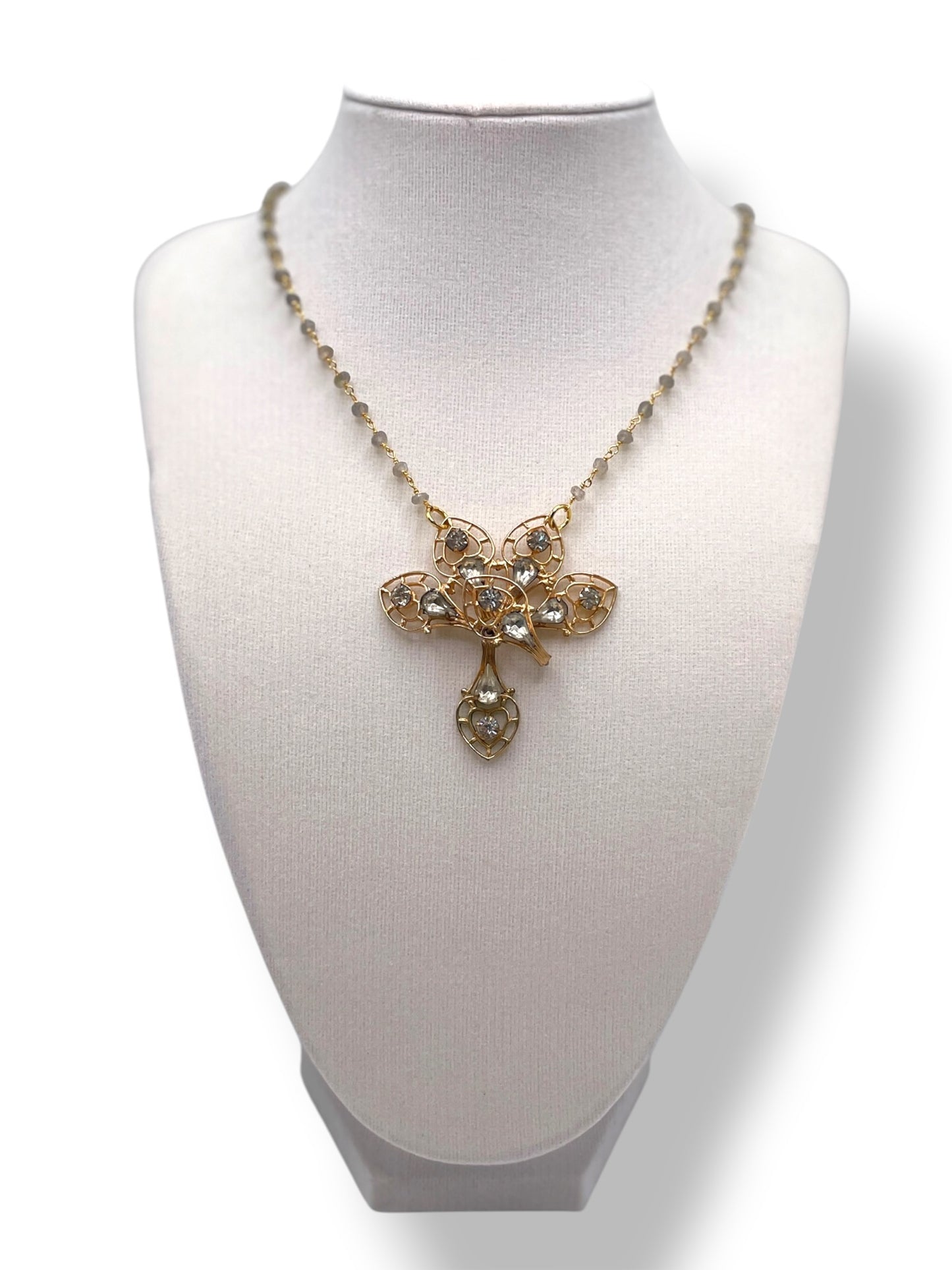 Vintage Brooch on Labradonife Chain Necklace