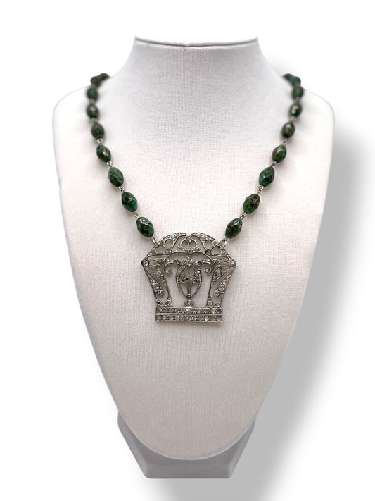 Vintage  Rhinestone Buckle Necklace