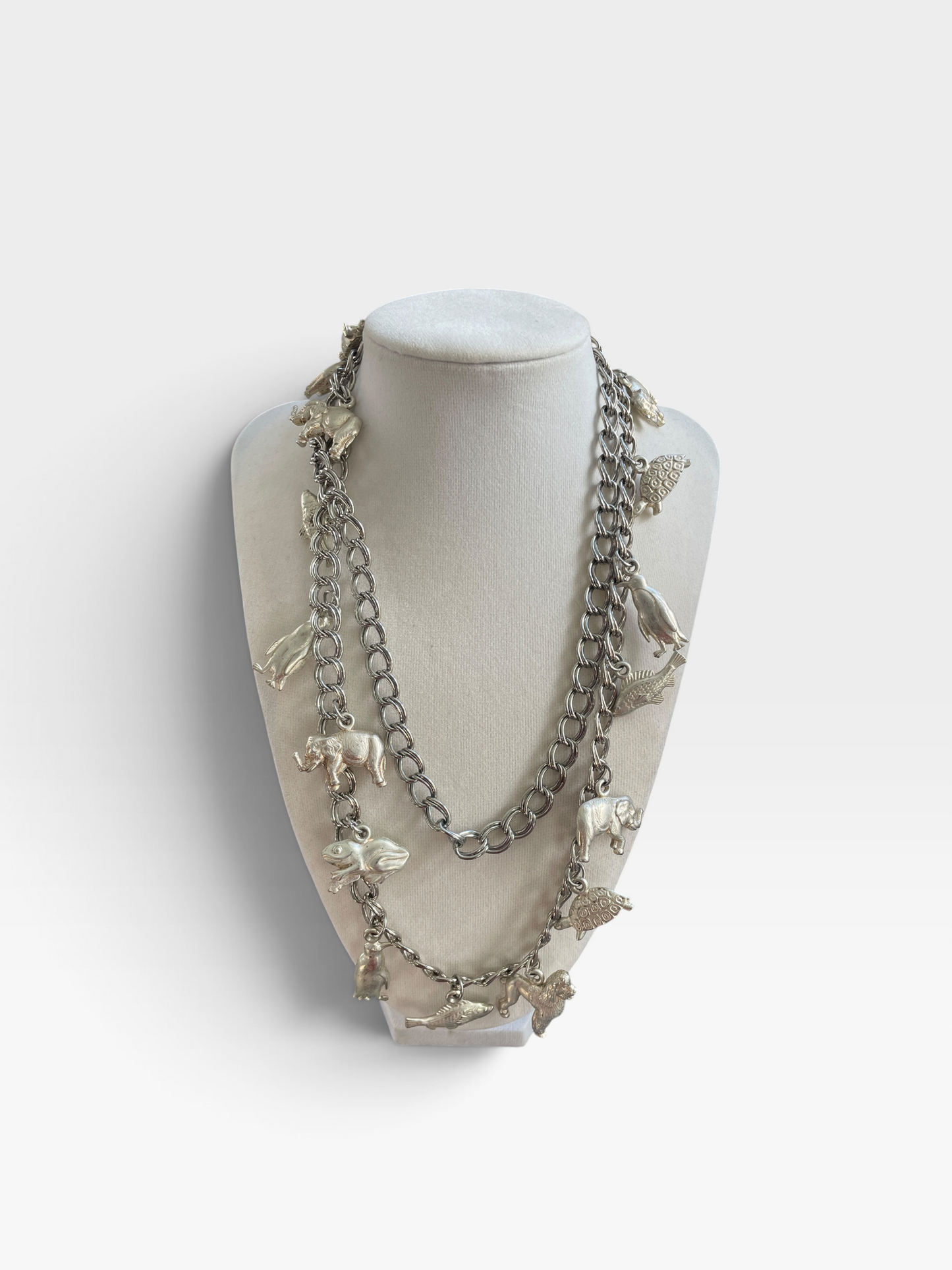 Vintage Silver Animal Charm Necklace