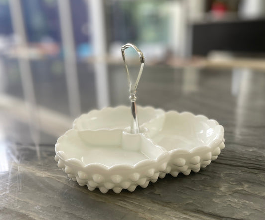 Vintage Fenton Milk Glass Serving Dish