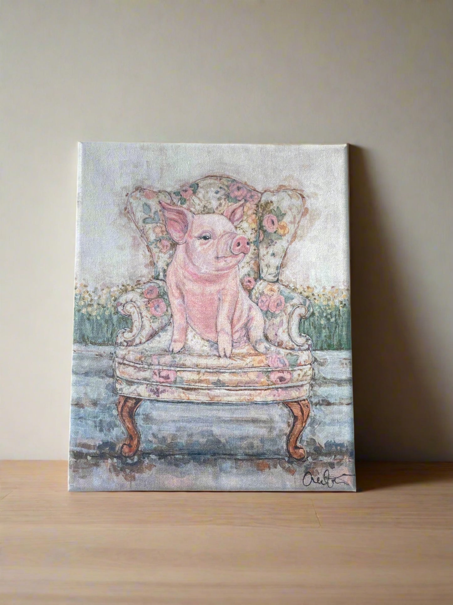 Canvas Print of Pig Lounging in a Chair