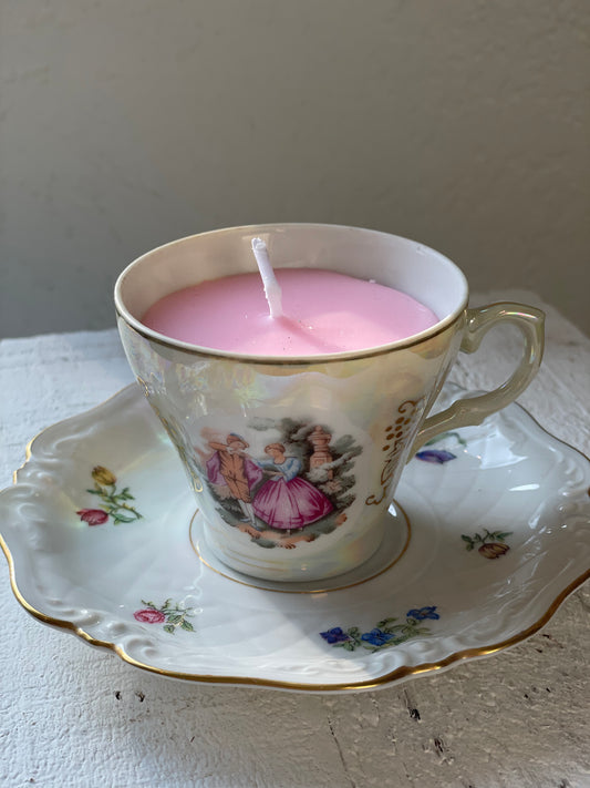 Vintage Teacup with Saucer Candle (Dancing girls)