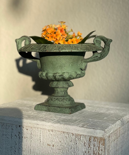 Vintage Cast Iron Urn Vase or Planter