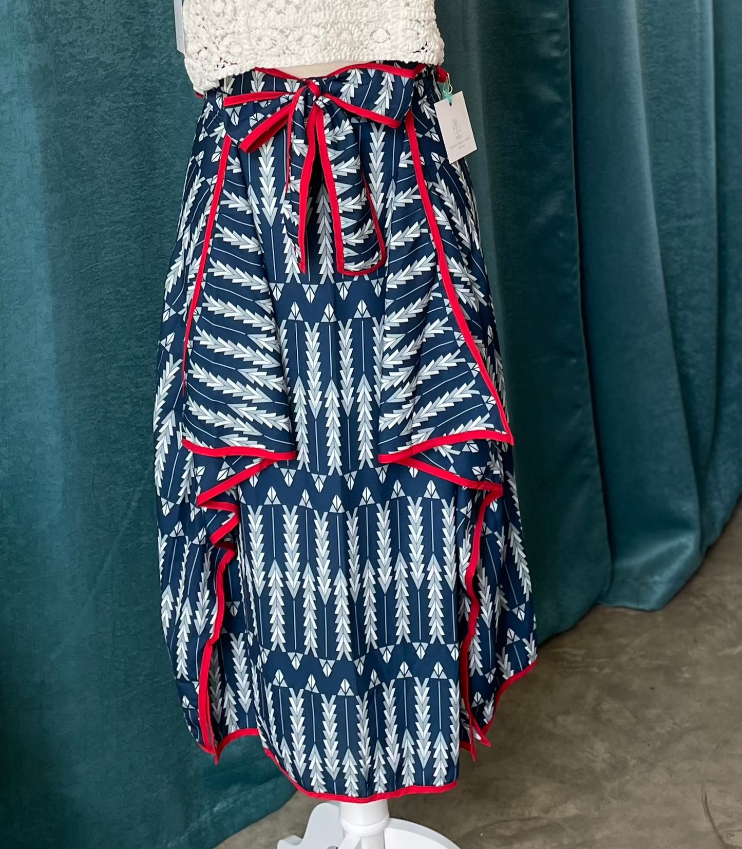 Blue and Red Ruffle Skirt