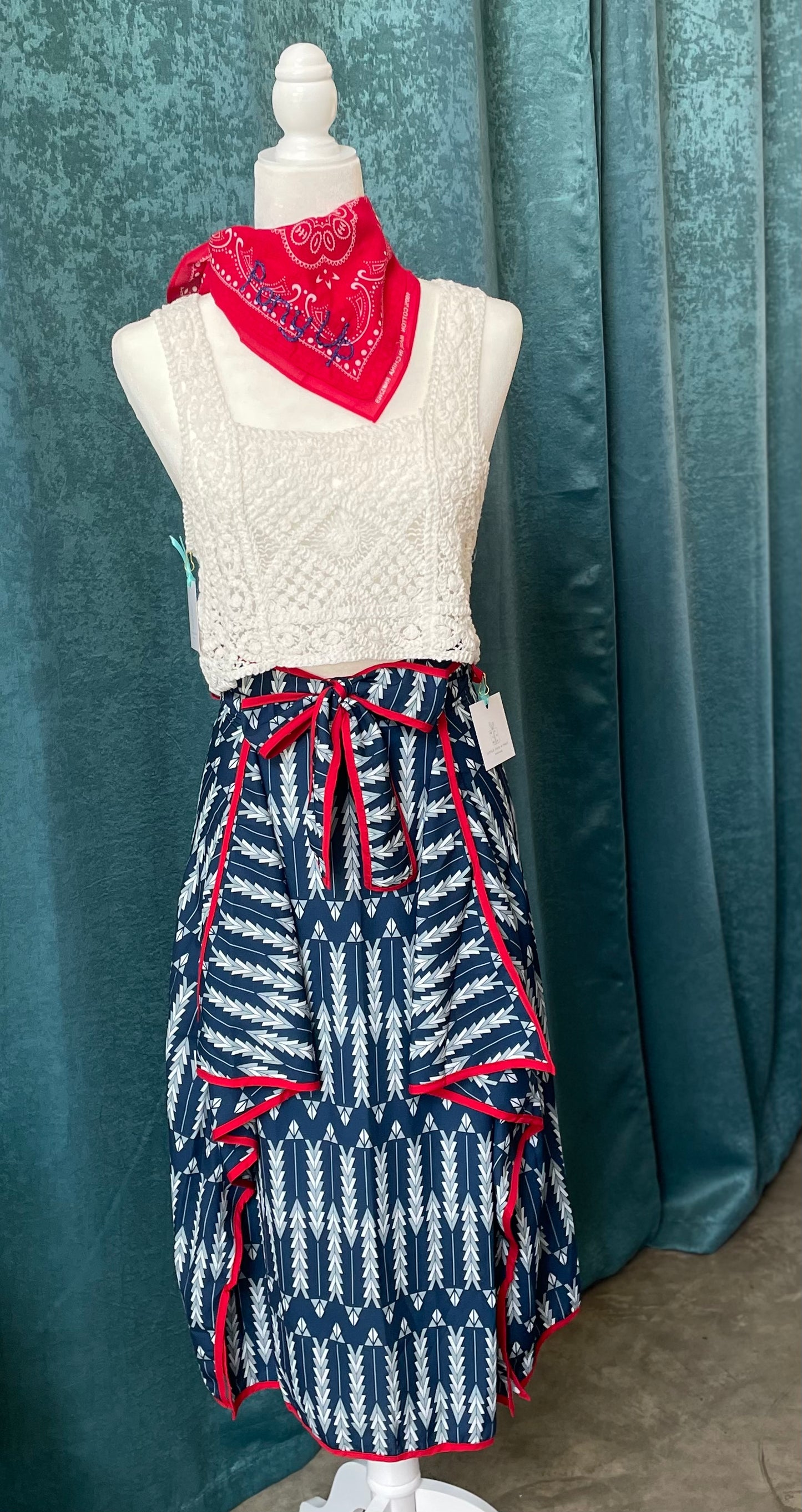 Blue and Red Ruffle Skirt