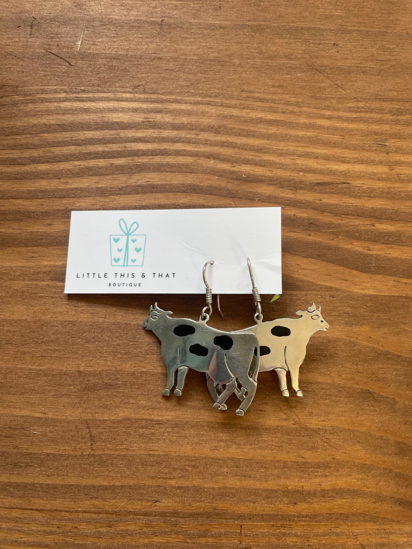 Vintage Holstein Mexico Sterling Silver Cow Earrings