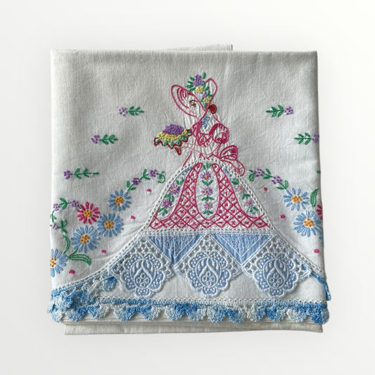 Vintage Pair of Hand Embroidered Pillow Cases