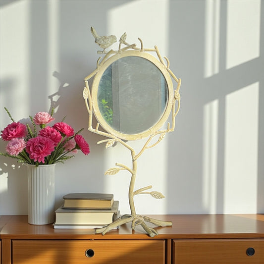 Metal Mirror with Bird Accent