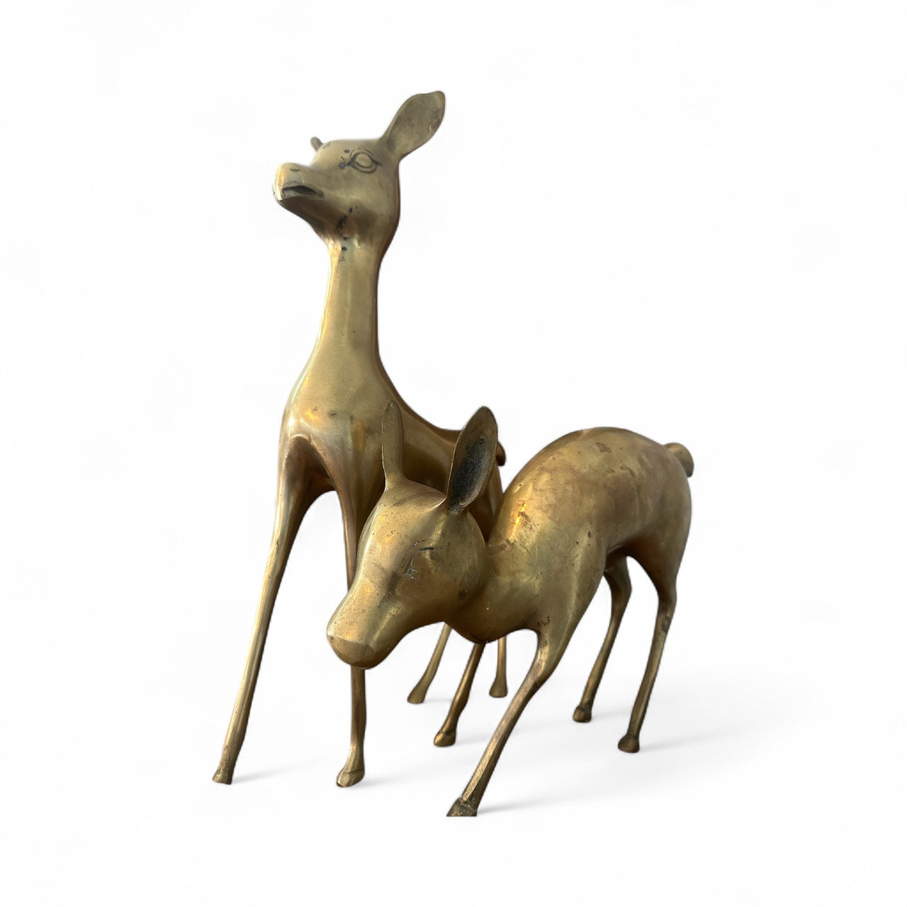 Vintage - Pair of Brass Deer