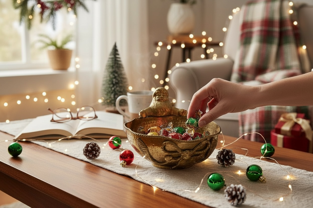 Vintage Brass Santa Bowl