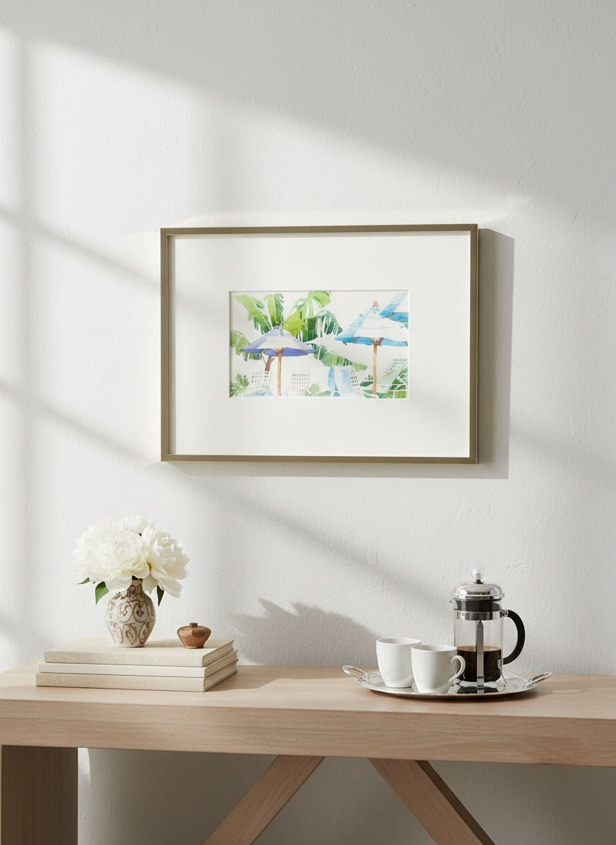 Poolside Palms Watercolor - Framed