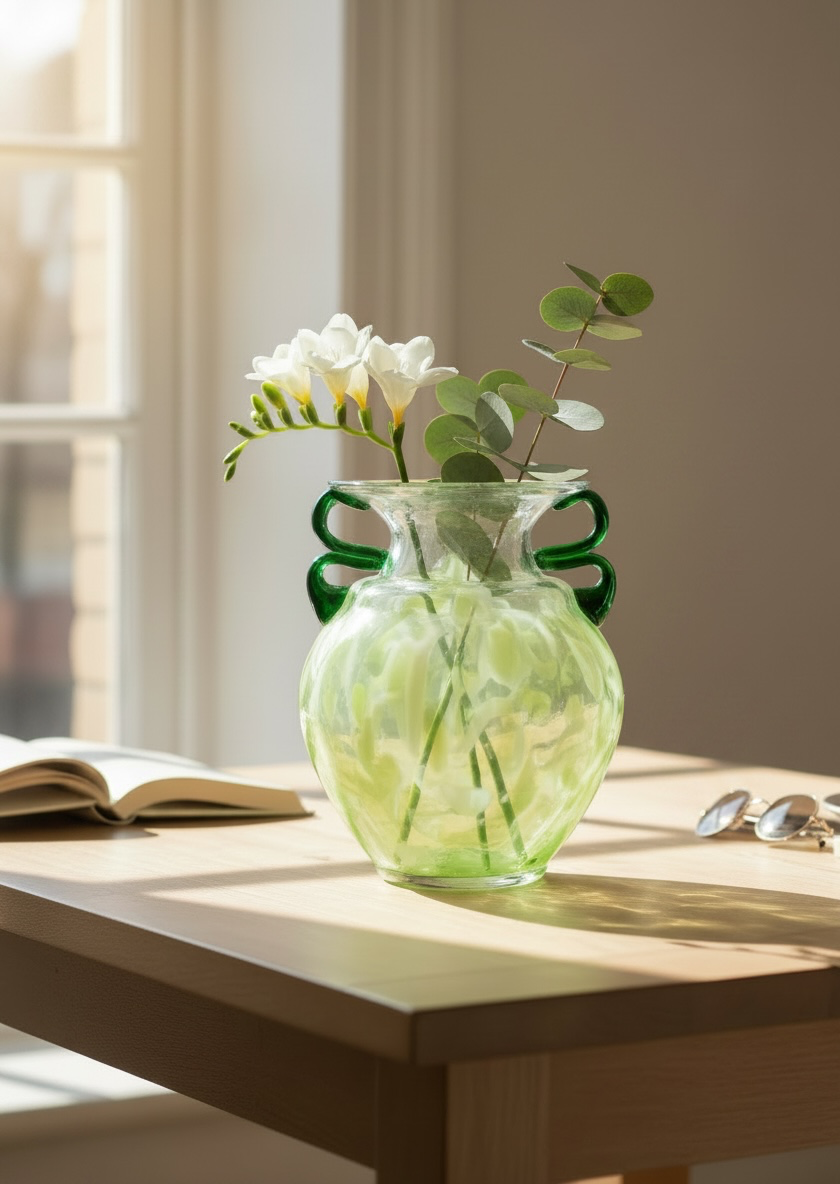 Handblown Green Glass Vase