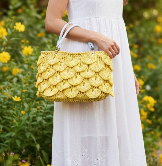Vintage Yellow Straw Purse