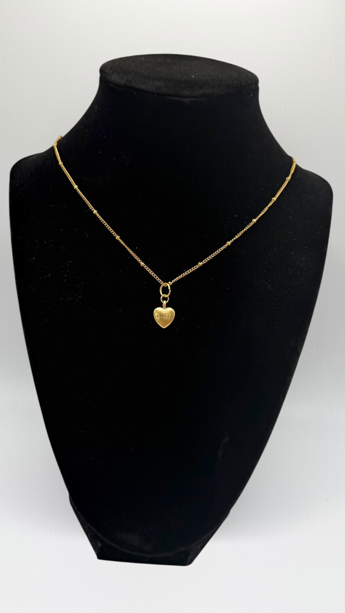 Upcycled Designer Mini Gold Heart Pendant Necklace