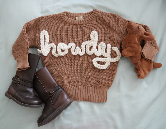 Custom Handmade Howdy Embroidered Sweater