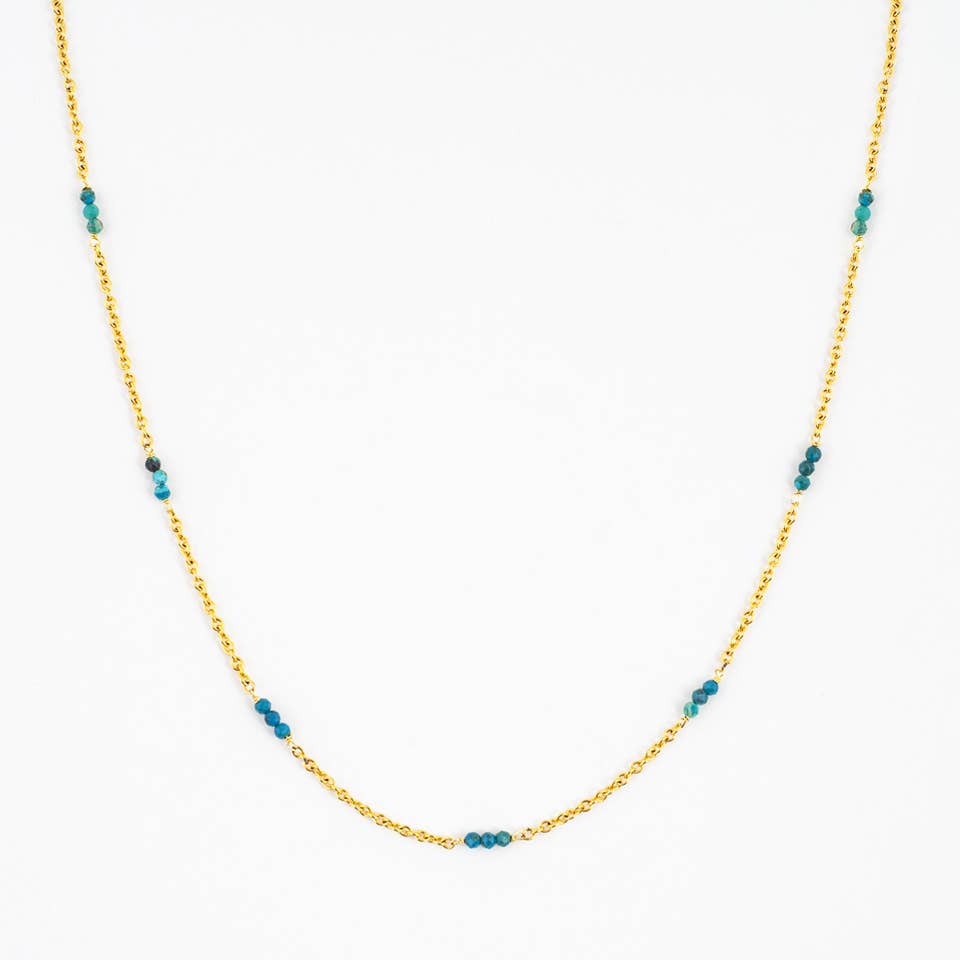 Chrysocolla and Chain Strand Necklace