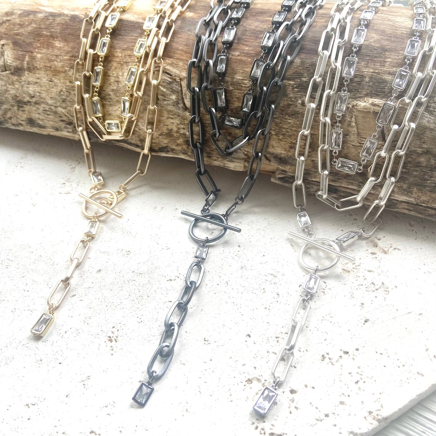 Paperclip wrap necklace: Matte gold