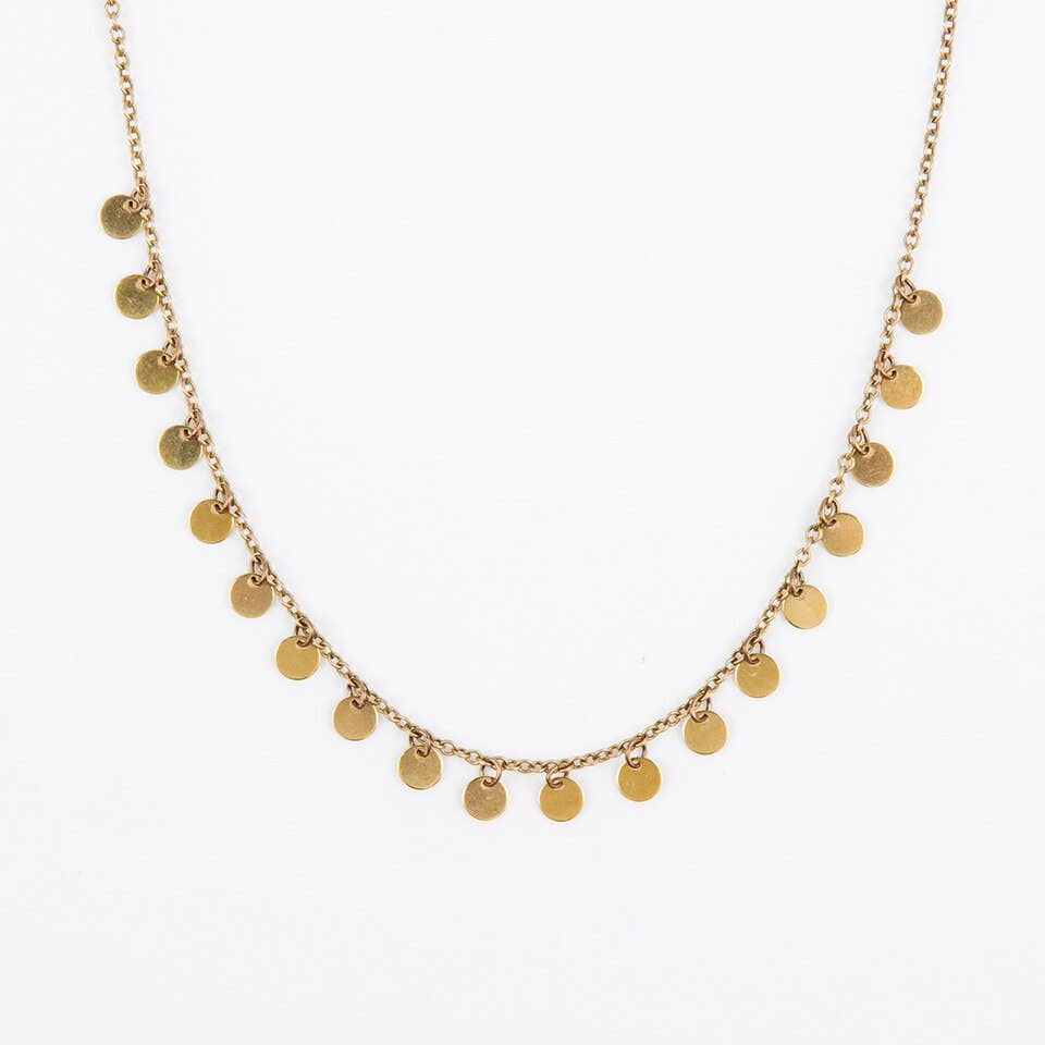 Tiny Gold Disc Dangle Necklace