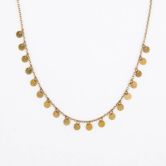 Tiny Gold Disc Dangle Necklace