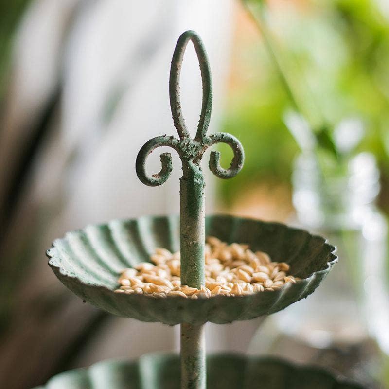 Green Iron Two Tier Small Decorative Tray