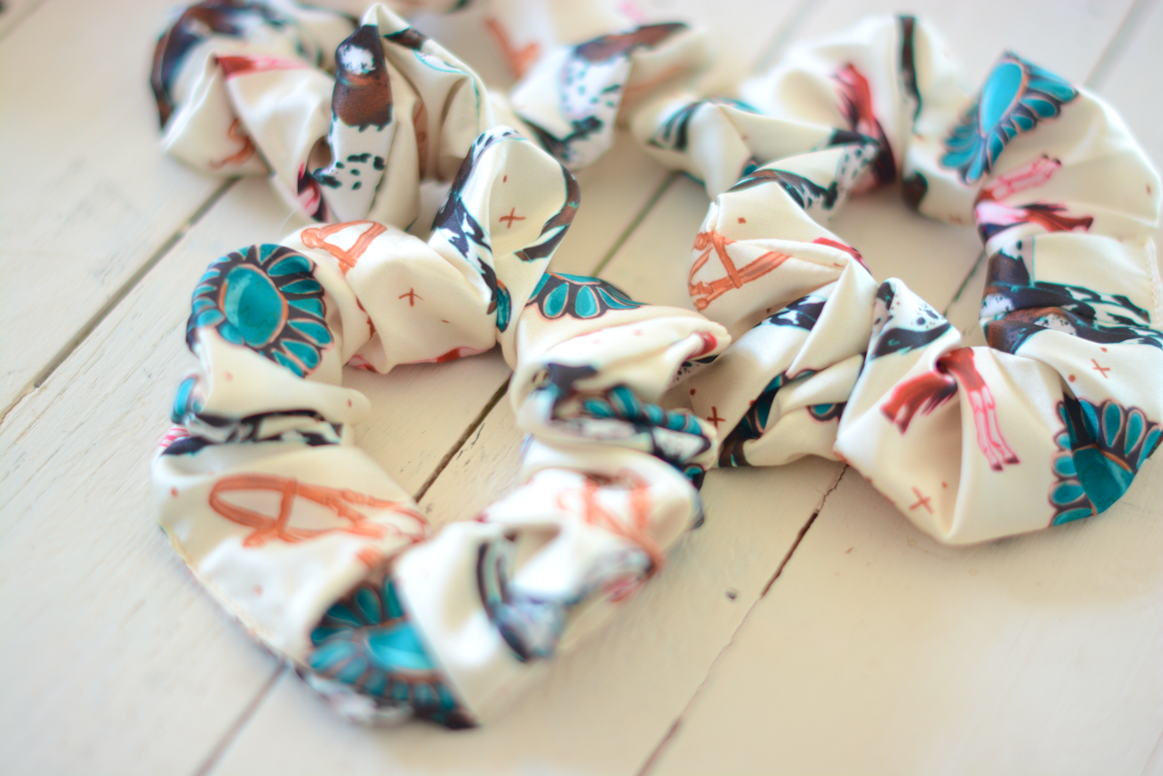 Satin Western Cowgirl Themed Scrunchies