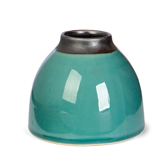 Round Teal Ceramic Vase