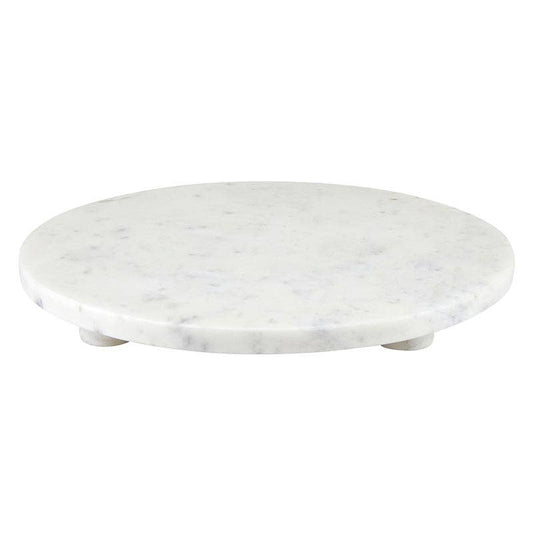 White Marble Footed Tray - 12" Dia